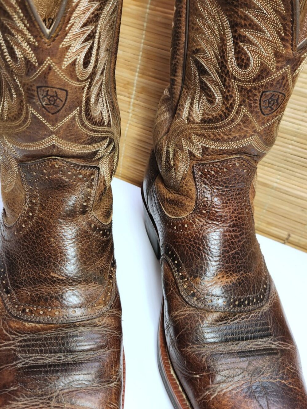 Ariat Quickdraw Western Boots Mens 12EE Wide Square Toe Brown Leather 10002227 - Picture 3 of 16